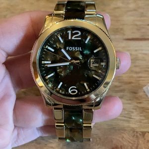 Fossil Boyfriend Camo & Gold Watch